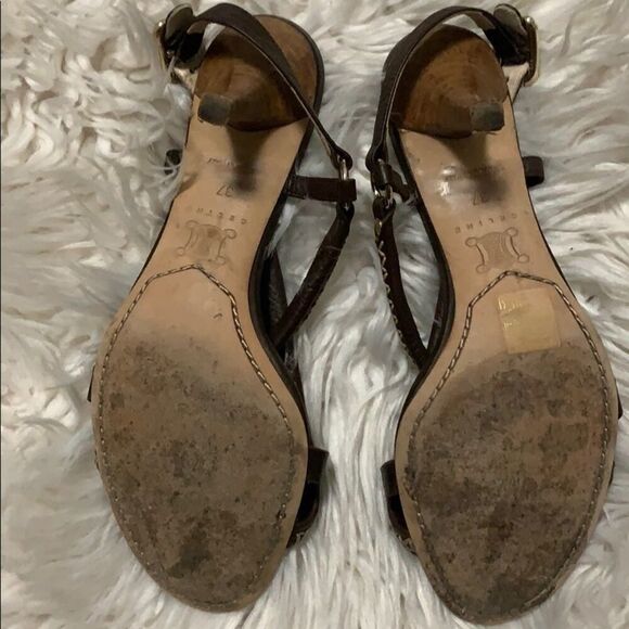 CELINE OPEN TOE STRAPPY LEATHER SANDALS SIZE 37 - Picture 4 of 7
